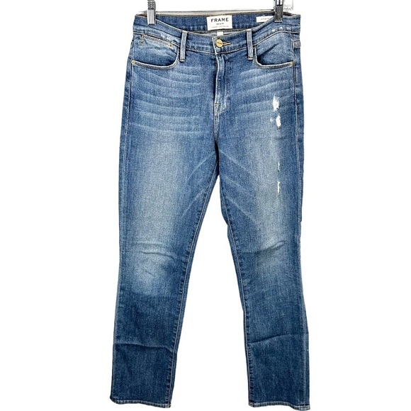 FRAME Denim Le High Straight Jeans in Sunny Gardens - Picture 2 of 6